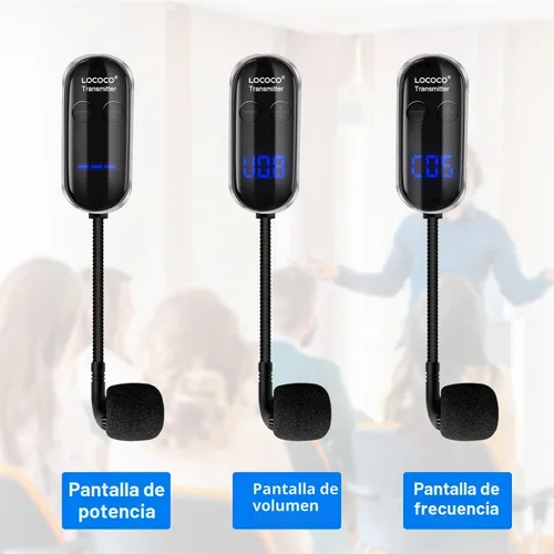 Vista 2 de Sistema de micrófono inalámbrico UHF para auriculares: Auriculares con micrófono - Pantalla digital LED, micrófono de cabeza y de mano 2 en 1