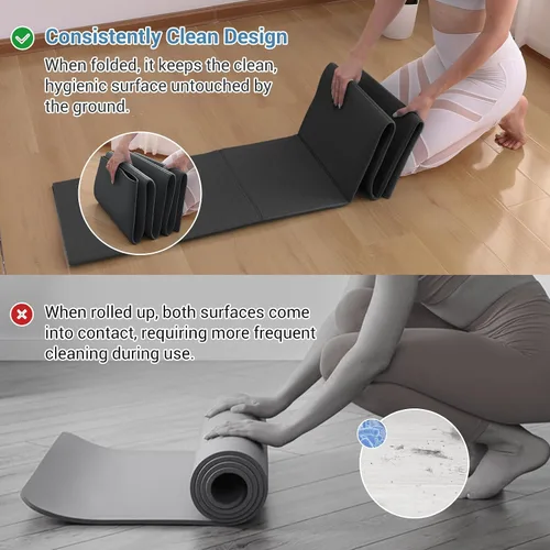 Vista 4 de Avoalre Tapete de yoga plegable, respetuoso con el medio ambiente, tapete de yoga de viaje de PVC plegable, tapete de yoga de doble cara