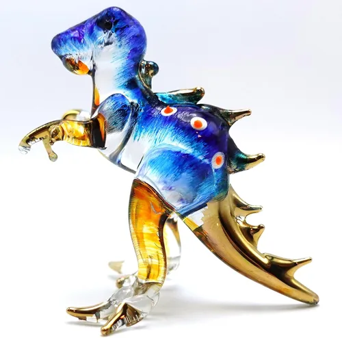 Vista 5 de T-rex Tyrannosaurus Dinosaurio Pequeñas Figuras en miniatura pintadas a mano de vidrio soplado de animales de arte coleccionable, regalo