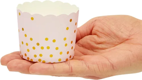 Vista 4 de Sparkle and Bash Tulip Cupcake Liners - Tazas para hornear rosas y doradas, tazas de aperitivos para baby shower, envoltorios de cupcakes
