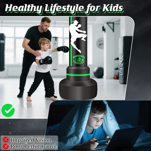 Vista 3 de Heavy Punching Bag with Stand Adults Teens,70" Freestanding Boxing Bags Kicking Bag Heavy Bag with Boxing Gloves and Electric Air Pump, Kickboxing
