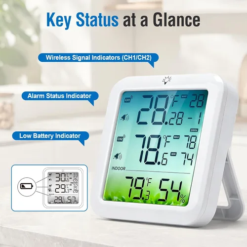 Vista 6 de Termómetro para refrigerador con alarma y congelador con 2 sondas