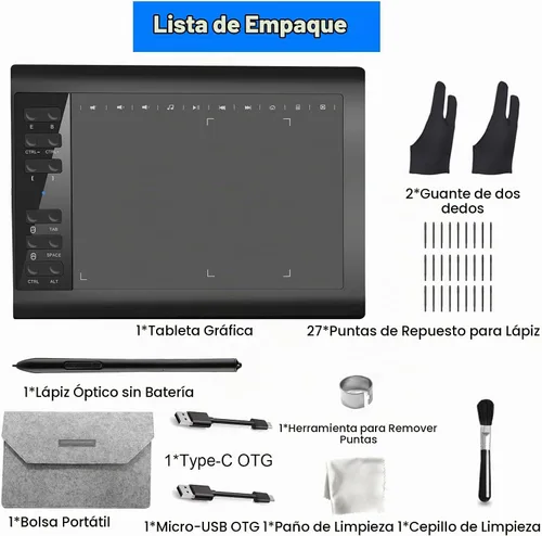 Vista 9 de Tableta de dibujo gráfico, tableta de escritura digital de 10 x 6 pulgadas con 8192 niveles de lápiz óptico para PC/Mac/Android 5.0 y superior