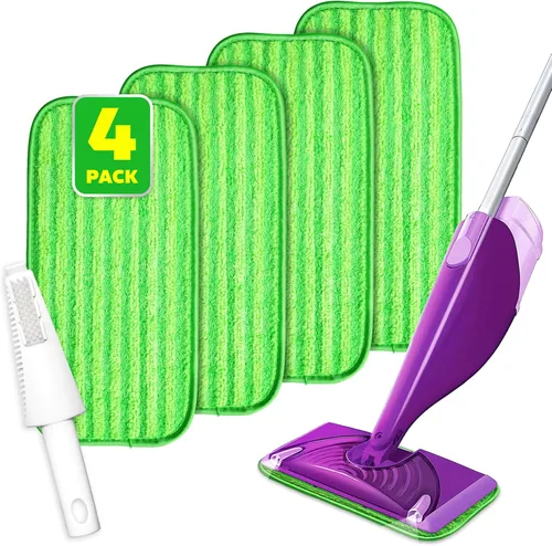 Vista 11 de Paquete de 2 almohadillas de microfibra reutilizables, compatibles con Swiffer Sweeper, paños lavables a máquina, repuestos para limpieza de todos