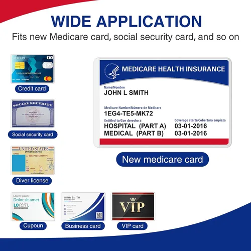 Vista 4 de Fabmaker Protector de tarjeta de Medicare, paquete de 6 tarjeteros de plástico para billetera, funda para tarjetas de visita de 12 mil, impermeable