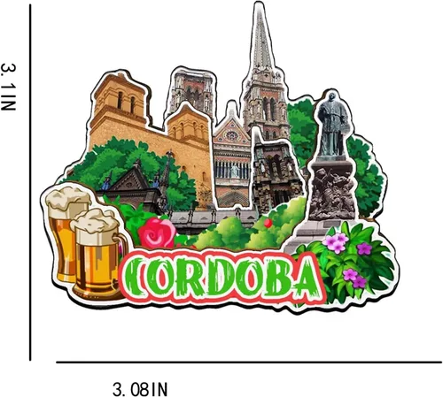 Vista 3 de Córdoba Argentina Imán de nevera de madera 3D Monumentos de viaje coleccionables recuerdos decoración hecha a mano -2513