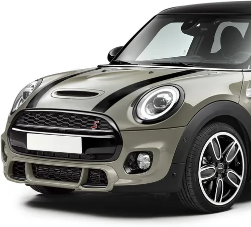 Vista 4 de Pegatinas para capó de estilo de coche, diseño de rayas, para MINI Cooper F55 F56 Decoración (negro brillante)