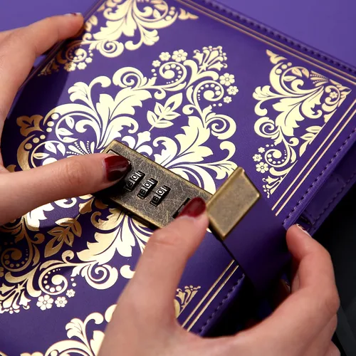 Vista 8 de Diario con cerradura CAGIE para mujeres, diario vintage recargable con cerradura de 224 páginas, diario de cuero con cerradura para secretos