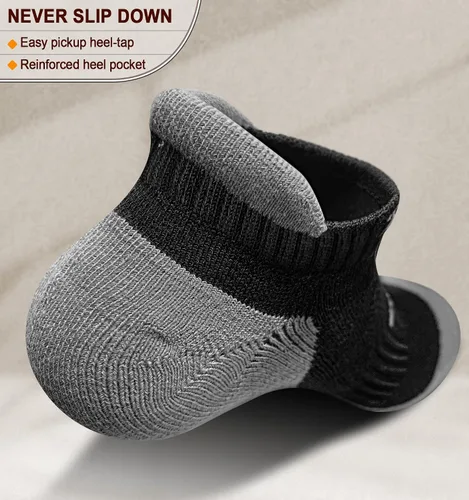 Vista 4 de BULLIANT Calcetines de correr para hombre, 6 pares, calcetines de tobillo que no se ven transpirables, absorben para hombres y mujeres, suela