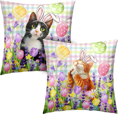 Vista 28 de Juego de 2 fundas de almohada abstractas bohemias de 16 x 16 pulgadas, modernas fundas de almohada de mediados de siglo, diseño de hojas verdes
