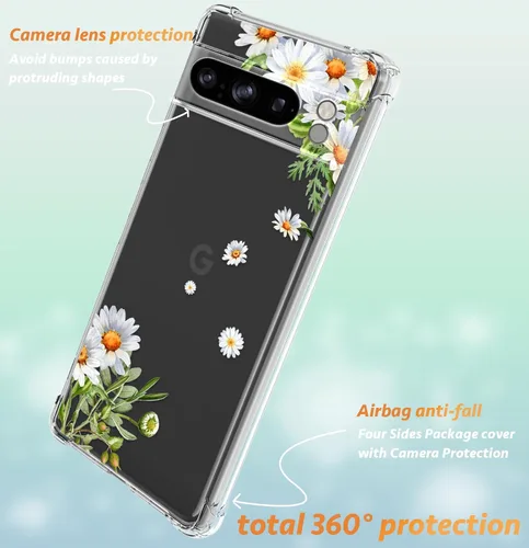 Vista 3 de Funda para Google Pixel 8 Pro, protección de lente para cámaras, suave a prueba de golpes, transparente, funda protectora de teléfono para mujeres