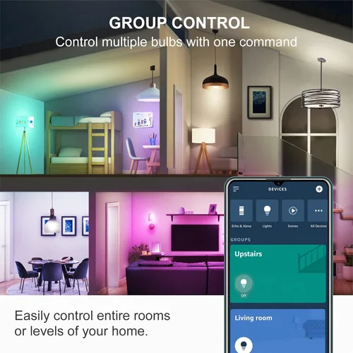 Vista 6 de Sengled Bombilla Alexa equivalente a 100 vatios con malla Bluetooth que cambia de color, bombillas inteligentes que funcionan solo con Alexa