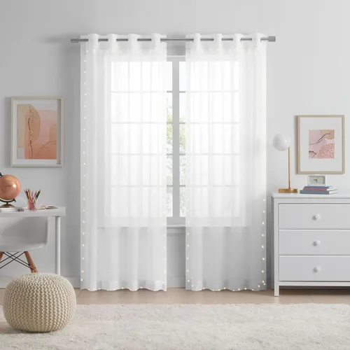 Vista 4 de Eclipse Starlight - Cortinas con Luces Transparentes sin Ganchos con Ojales que se Iluminan, Divisor de Habitación de Dormitorio o Patio al Aire