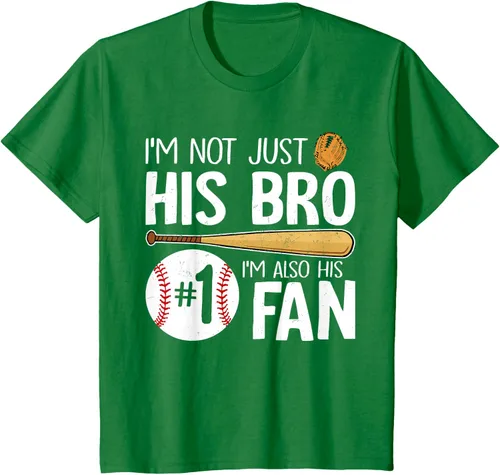 Vista 54 de Camiseta Baseball Brother I'm Not Just His Bro I'm His Number One Fan, Negro