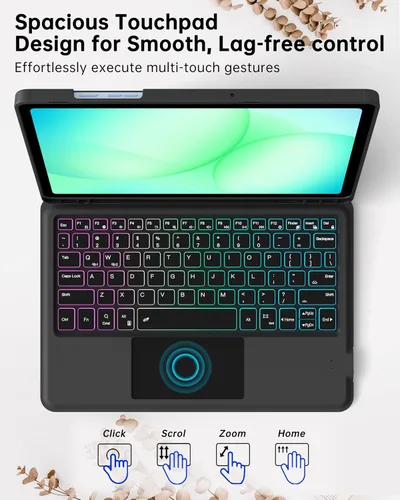 Vista 7 de Funda para teclado Samsung Galaxy Tab A9+ Plus/A11+ Plus de 11 pulgadas: modo DEX de un clic, teclado retroiluminado arcoíris con panel táctil