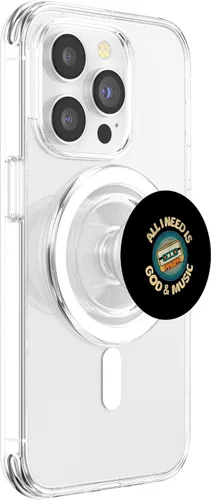 Vista 3 de God & Music Vintage Cassette Tape, Retro Boombox Faith Tee PopSockets MagSafe PopGrip for iPhone