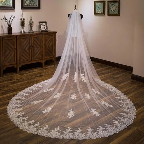 Vista 3 de EllieHouse Womens 2 Tier Cathedral Lace Wedding Bridal Veil With Comb L80