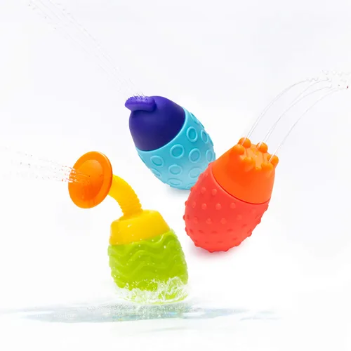 Vista 5 de Sassy Juego de 3 juguetes de baño Easy Squeezies que fomentan el aprendizaje de los troncos