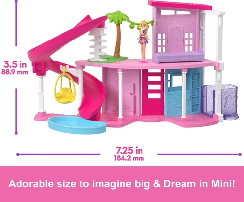 Vista 4 de Barbie Mini BarbieLand - Conjuntos de casas de muñecas, mini casa de los sueños con muñeca sorpresa de 3.8 cm, muebles y accesorios, más ascensor