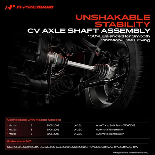 Vista 2 de A-Premium Juego de eje de transmisión compatible con Mazda 3 2005-2006, 5 2006-2008, L4 2.3L, transmisión automática, lado del conductor delantero