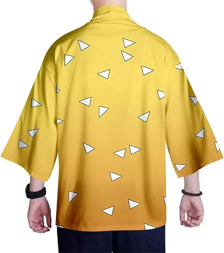 Vista 2 de YEOU Chaqueta kimono, estilo kimetsu no Yaiba y chaqueta frontal abierta para niño
