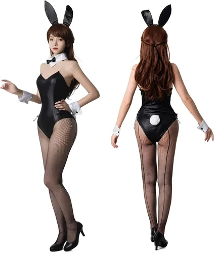 Vista 2 de CR ROLECOS Disfraz de conejito para mujer, traje de una pieza para cosplay de Senpai