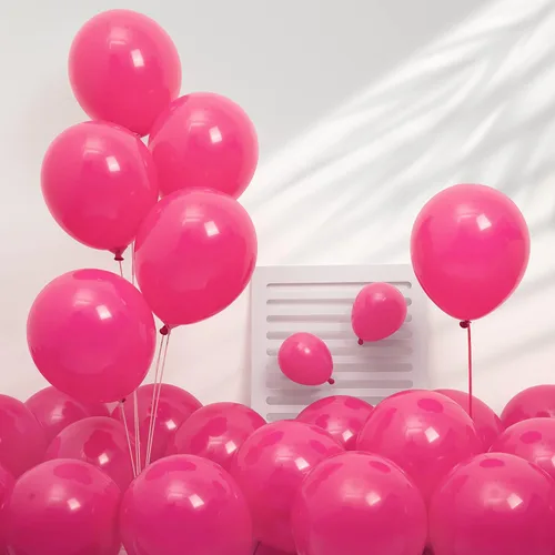 Vista 4 de Ponamfo Kit de arco de globos rosados – 120 piezas de 18 + 12 + 10 + 5 pulgadas, kit de guirnalda de globos rosa intenso de diferentes tamaños como