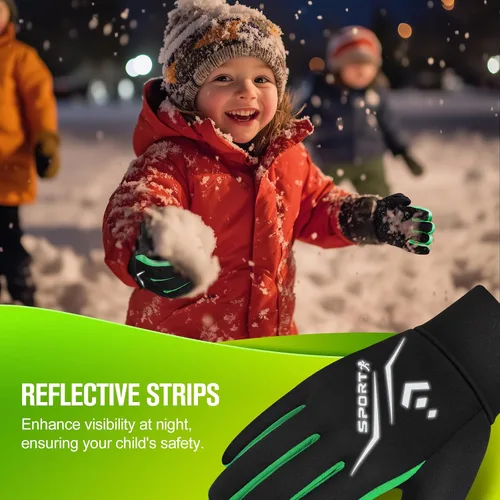 Vista 5 de Guantes de ciclismo cálidos de invierno para niños, guantes para pantalla táctil para clima frío para niños, montar en bicicleta y fútbol con agarre