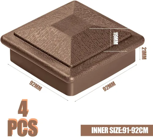 Vista 2 de Tapas para postes, soporte de poste de madera de 4 x 4 pulgadas (real 3.5 x 3.5 pulgadas), cubierta de plástico impermeable para postes de madera