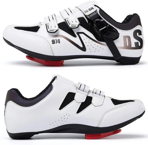 Vista 3 de Bike Shoes for Men Indoor Cycling Shoes Compatible with Pelaton Road Bicycle Shoes Pre-Installed with Look Delta Cleats Clip