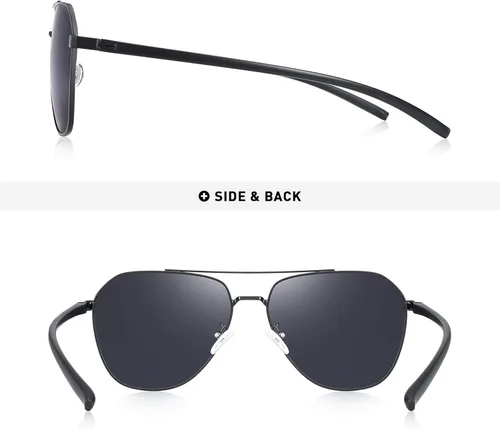 Vista 4 de Gafas de sol polarizadas unisex de OLIEYE para hombres mujeres gafas de sol de conducción ligero marco de metal clásico estilo retro diseñador