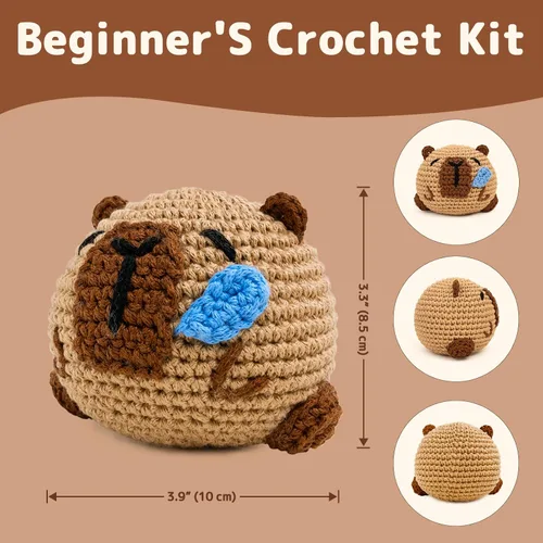 Vista 3 de Yeezhee Kit de ganchillo para principiantes, kit de animales de ganchillo con tutoriales en video paso a paso, kit de tejido para principiantes