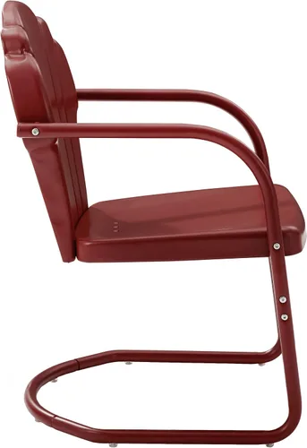 Vista 5 de Crosley Furniture Tulip - Juego de 2 sillas para exteriores, sillas de patio de metal retro para comedor, porche, terraza, balcón, satén rojo oscuro
