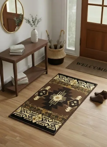 Vista 33 de YHSF South West - alfombra estilo nativo americano del suroeste C318 - fácil de limpiar, gruesa, suave, duradera, alfombra inspirada en tribus
