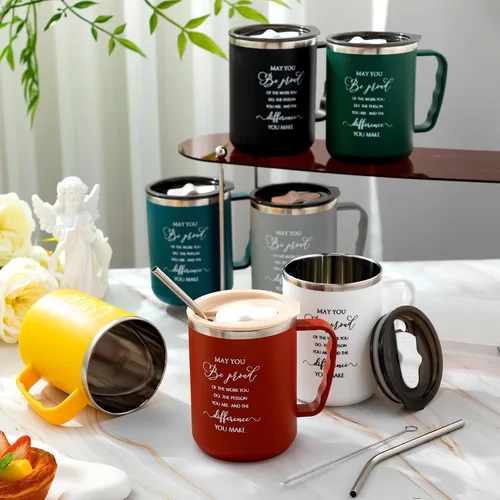 Vista 6 de Lallisa 12 Piezas Regalos de Reconocimiento para Empleados al Por Mayor Taza de Café de Viaje de 17 oz con Tapa y Asa para Mujeres Regalos