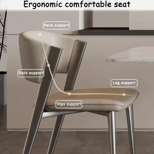Vista 4 de YVYKFZD Juego de sillas de comedor de cuero, sillas de comedor con patas y respaldo de metal, sillas de cocina sin brazos de ocio, silla auxiliar