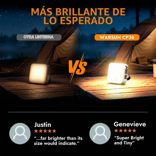 Vista 7 de WARSUN Linterna que acampa recargable, linterna solar LED 1000LM