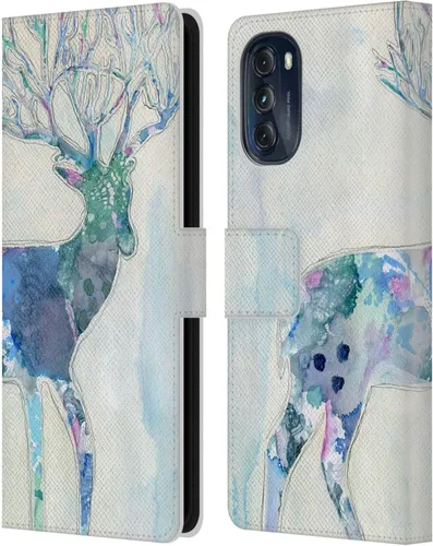 Vista 12 de Head Case Designs Officially Licensed Wyanne Blue Watercolour Bear Animals 2 Leather Book Wallet Case Cover Compatible with Motorola Moto G (2022)