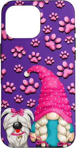 Vista 18 de iPhone 11 - Cosas de gnomo púrpura para mujer, patrón de pata rosa para perro, mamá
