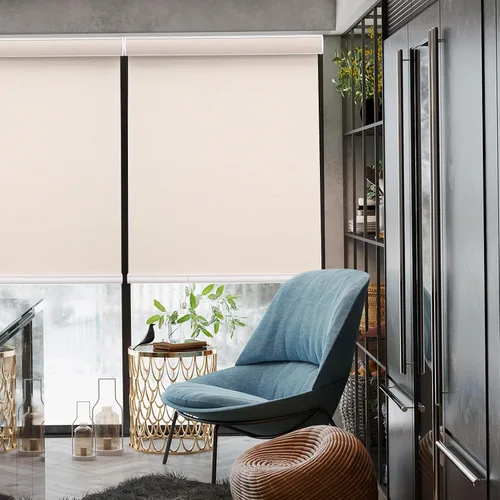 Vista 3 de Persianas enrollables para ventanas, sin cordones, opacas de tamaño personalizado, para cocina, oficina y dormitorio (beige)