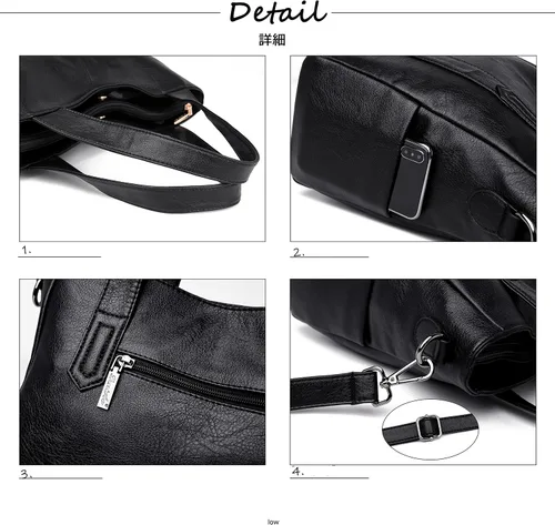 Vista 4 de FSD.WG Bolsos grandes de cuero para mujer, con asa superior, bolsa de hombro