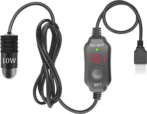 Vista 10 de YOFOTHS Mini calentador ajustable para acuario de 0.5/1/2/3 galones, sumergible, calentador de pecera pequeño, 10 W/20 W/30 W, termostato