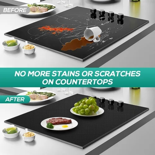 Vista 6 de PAWBOSE Alfombrilla de cocina de inducción de silicona resistente al calor, cubierta superior de estufa ignífuga para estufa eléctrica, protector