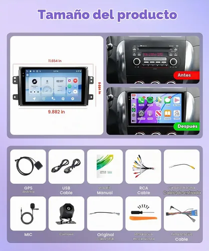 Vista 8 de Rimoody 4G+64G Android Car Stereo para Suzuki SX4 Radio 2006-2013 Carplay