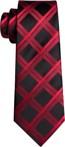 Vista 70 de Barry.Wang Juego de corbatas a cuadros para hombre con pañuelo gemelos de rayas clásicas