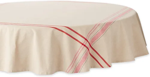 Vista 23 de DII - Mantel para mesa de comedor, estilo rústico, colección de manteles con rayas estilo francés, 60 x 84 pulgadas, color gris pardo/rojo