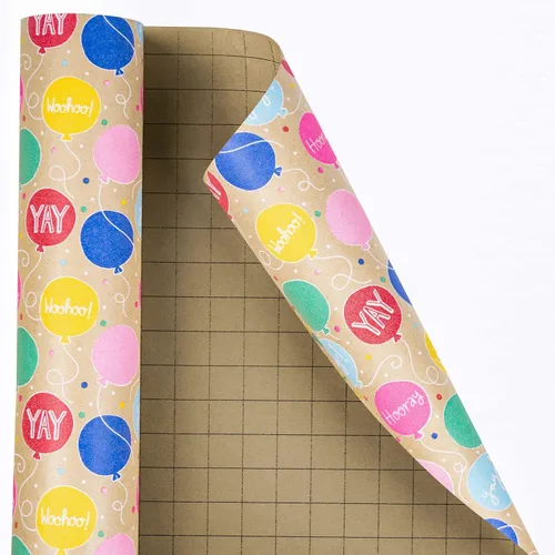 Vista 7 de RUSPEPA Rollo de papel de regalo Kraft - Patrón de globo - 24 pulgadas x 100 pies