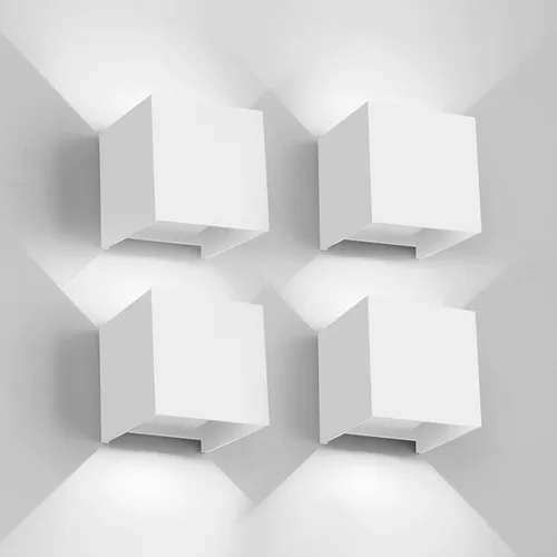 Vista 14 de Mille Lucciole Paquete de 2 lámparas de pared para exteriores de 12 W, para exteriores e interiores, apliques de pared LED blancos modernos, IP65