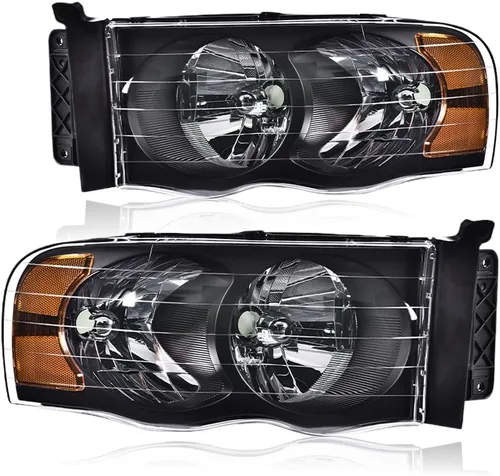 Vista 17 de PIT66 Conjunto de faros delanteros compatible con Dodge Ram 1500 2500 3500 2009-2012 (solo compatible con modelos de faros cuádruples) lente