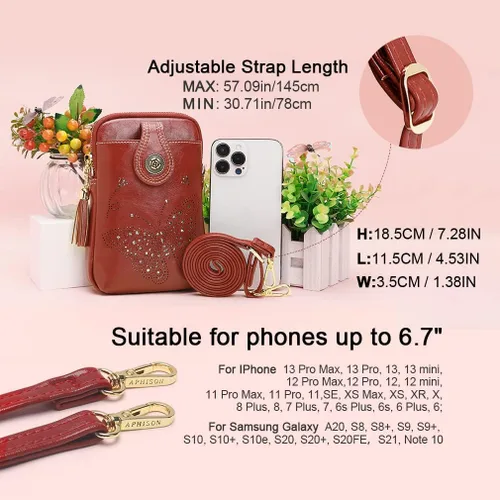 Vista 4 de APHISON Mini Cell Phone Purse, Leather Small Crossbody Bags for Women, Lightweight Cute Purses for teen girls